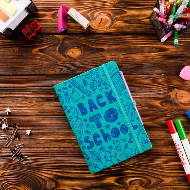 Free Book Cover Mockup With Back To School Concept Psd