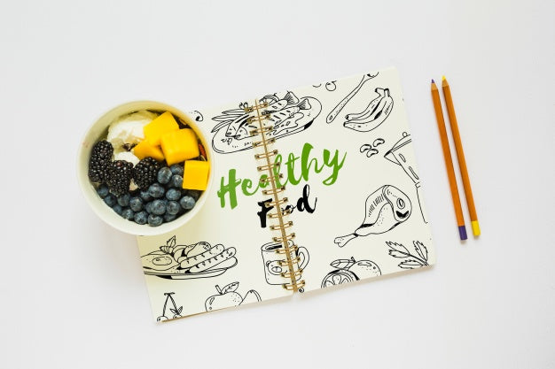 Free Book Mockup With Healthy Food Concept Psd