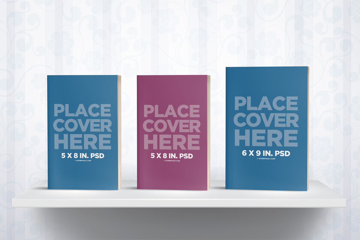 Free Bookshelf Mockup With 3 Books