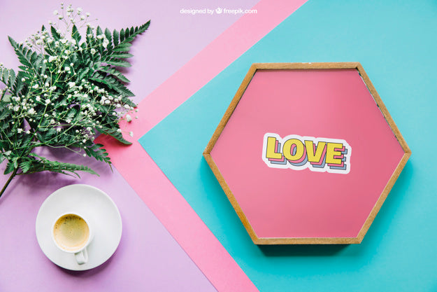 Free Botanical Mockup With Frame, Coffee And Leaf Psd