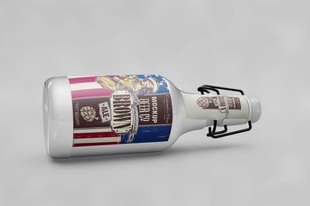 Free Bottle Mockup With Usa Flag Psd