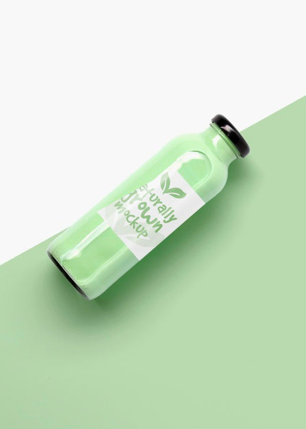 Free Bottle Of Green Fruit Smoothie Mock-Up Psd