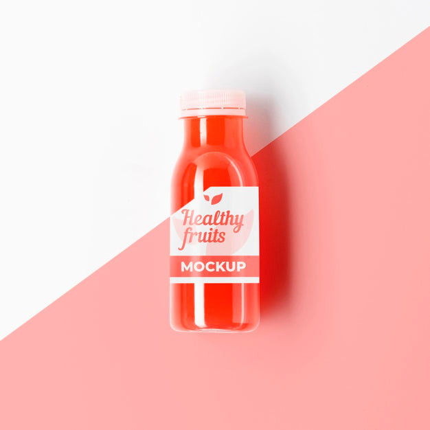 Free Bottle Of Red Fruit Smoothie Mock-Up Psd