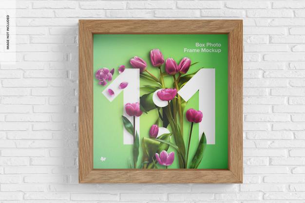 Free Box Photo Frame Mockup, Front View Psd