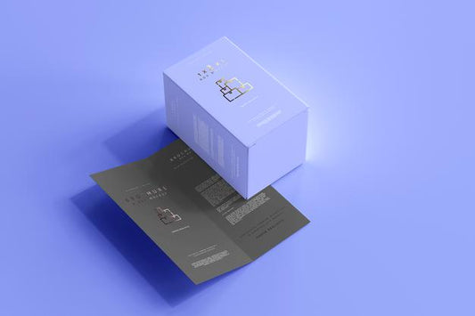 Free Box With Bi-Fold Brochure Mockup Psd