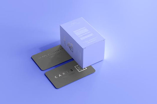 Free Box With Business Cards Mockup Psd