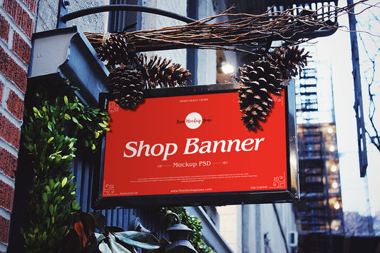 Free Brand Shop Banner Mockup Psd 2019