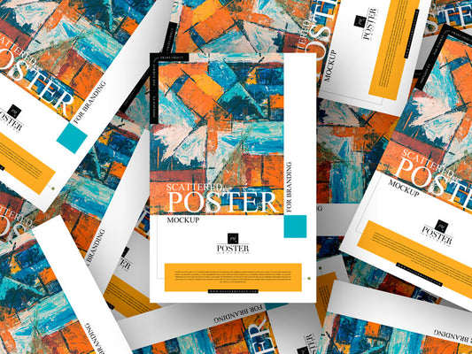 Free Branding Scattered Poster Mockup Psd