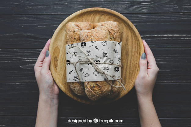 Free Bread Mockup On Board Psd