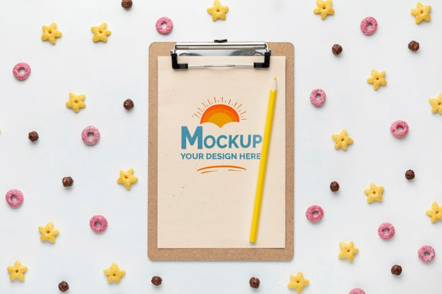 Free Breakfast Cereals With Clipboard Mock-Up Psd