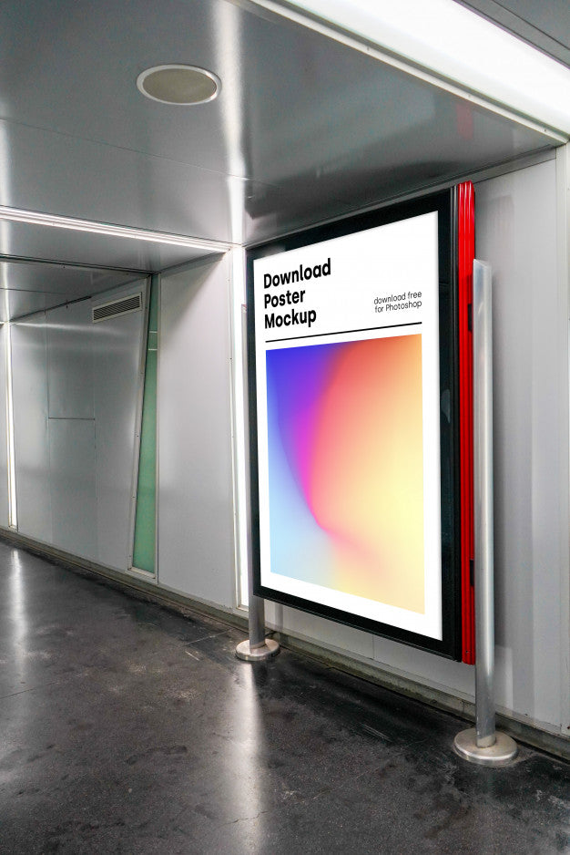 Free Bright Billboard Mockup In Underground Psd