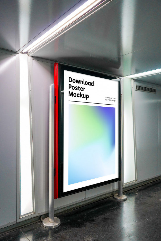 Free Bright Billboard Mockup In Underground Psd