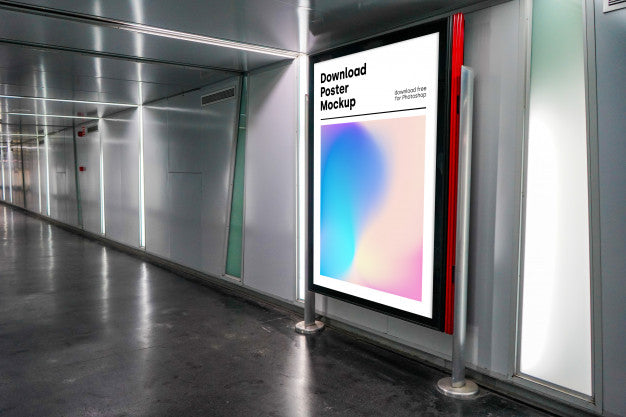 Free Bright Billboard Mockup In Underground Psd