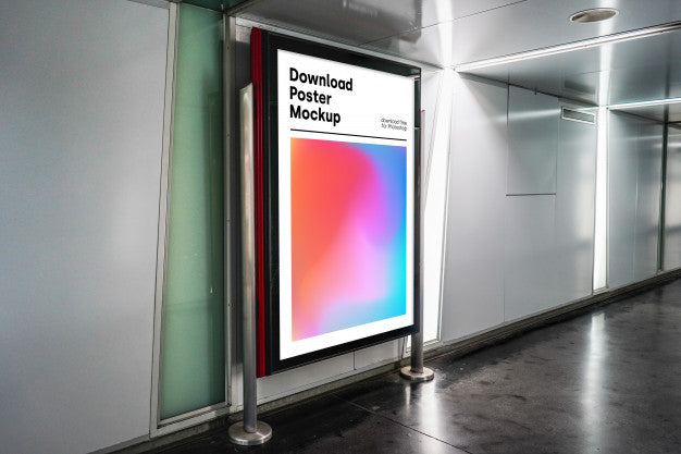 Free Bright Billboard Mockup In Underground Psd