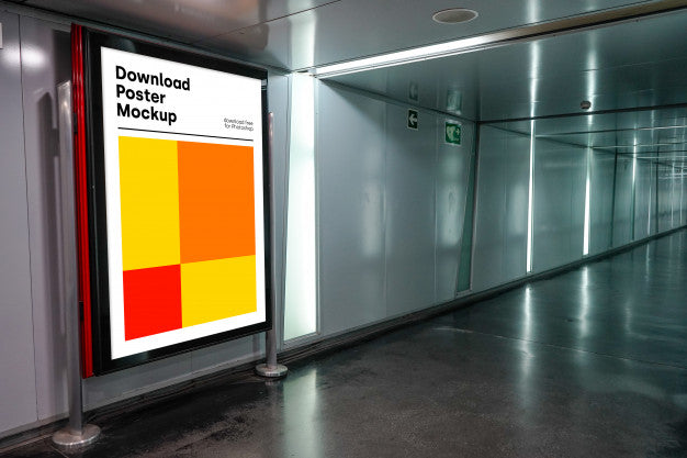 Free Bright Billboard Mockup In Underground Psd