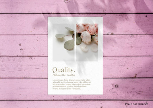 Free Brochure Mock Up On Pink Wood Surface Psd