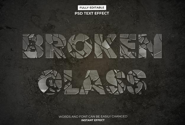 Free Broken Glass Text Effect Psd