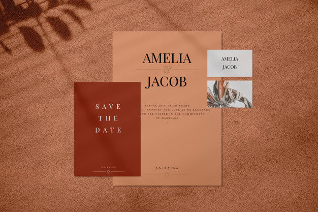 Free Brown Wedding Invitation Mockup Set Psd