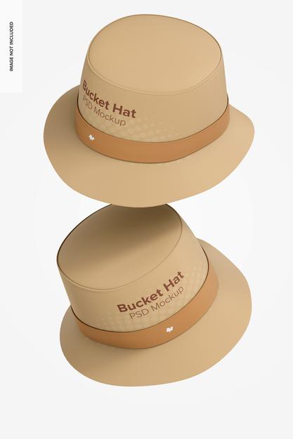 Free Bucket Hats Mockup, Falling Psd