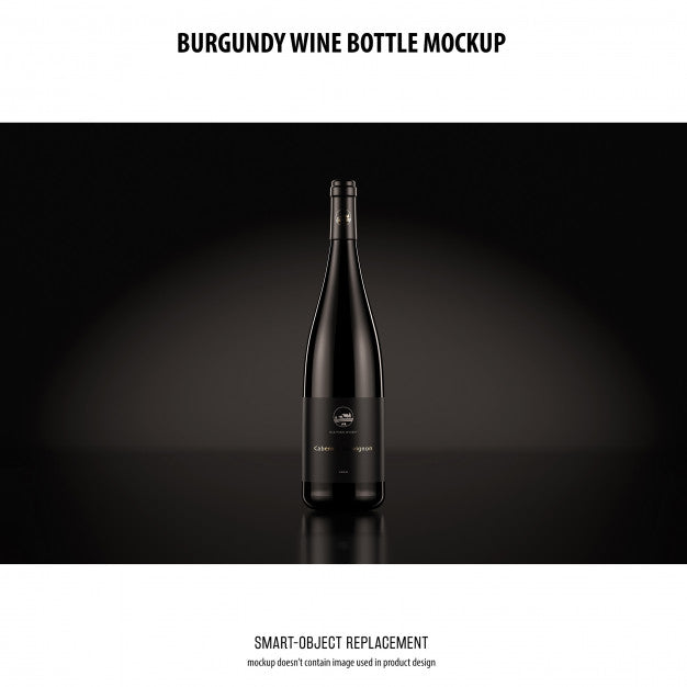 Free Burgundy Wine Bottle Mockup Psd