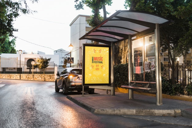 Free Bus Stop Billboard Mockup Psd