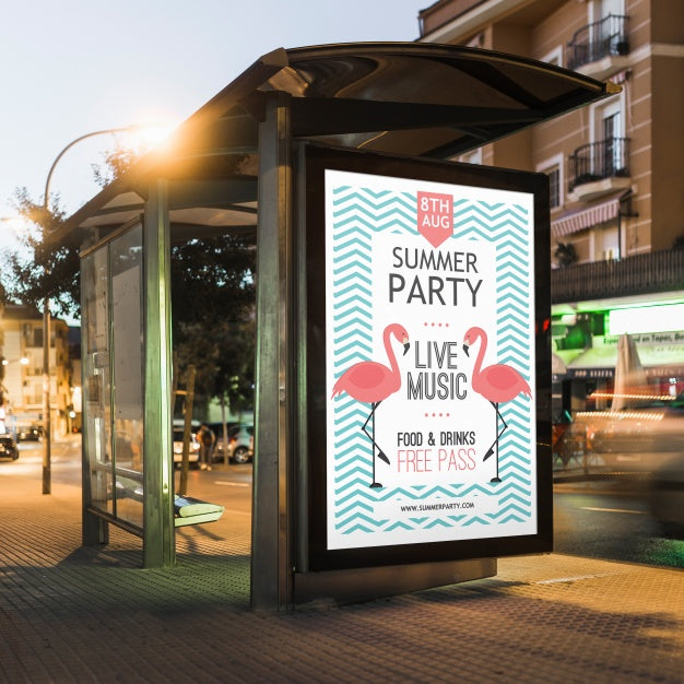 Free Bus Stop Billboard Mockup Psd