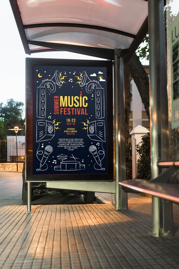 Free Bus Stop Billboard Mockup Psd