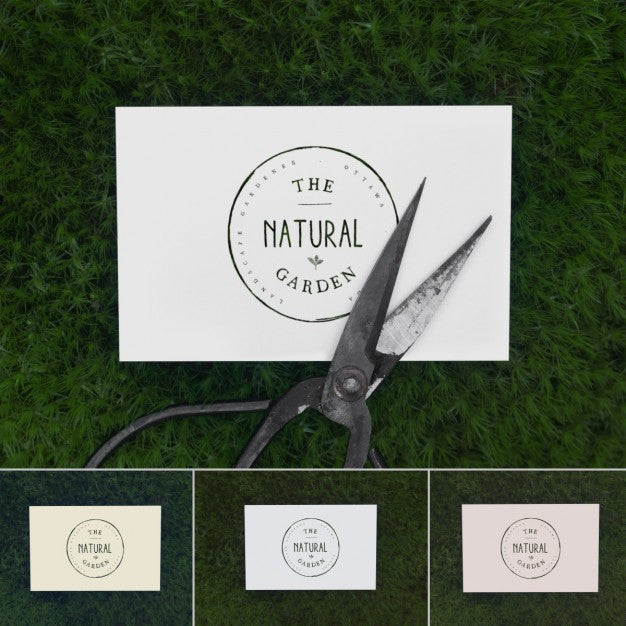 Free Business Card Above Grass Mock Up Psd