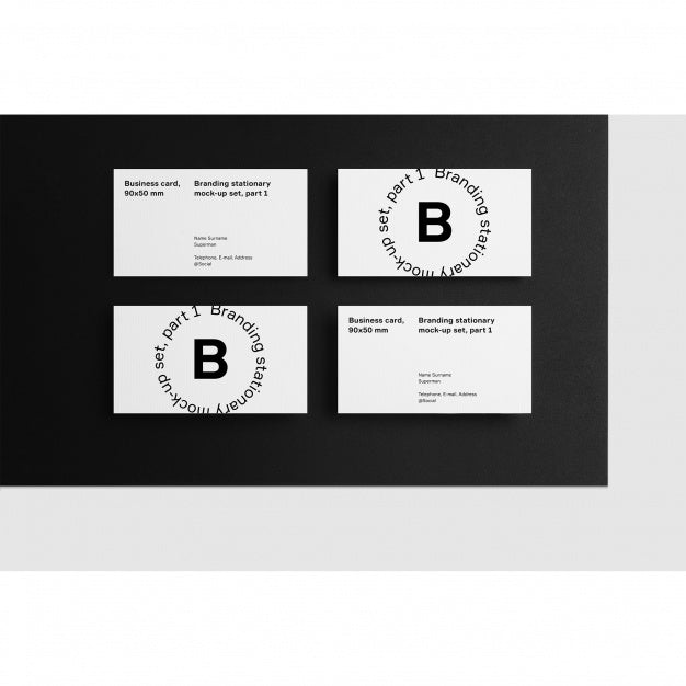 Free Business Card Mock Up On Black Background Psd