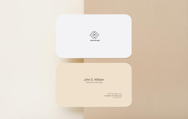 Free Business Card Mockup, Front And Back Side, Flat Lay Psd