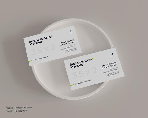 Free Business Card Mockup On A Plate Psd