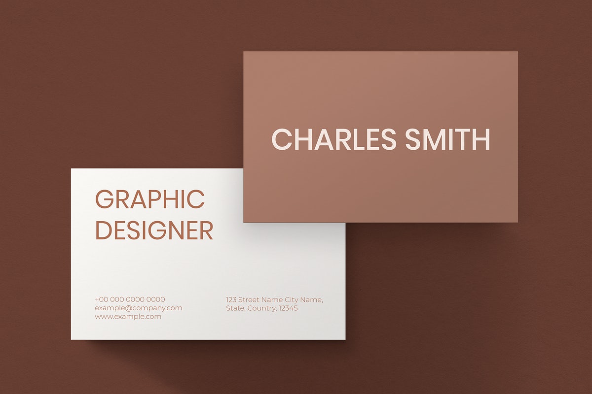 Free Business Card Mockup Psd In Brown With Front And Rear View