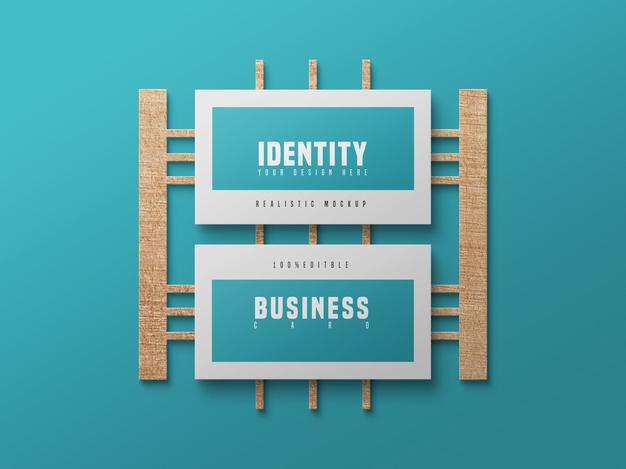 Free Business Card Psd Mockup With Wood Psd