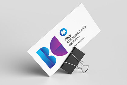 Free Business Card With Foldback Clip Mockup