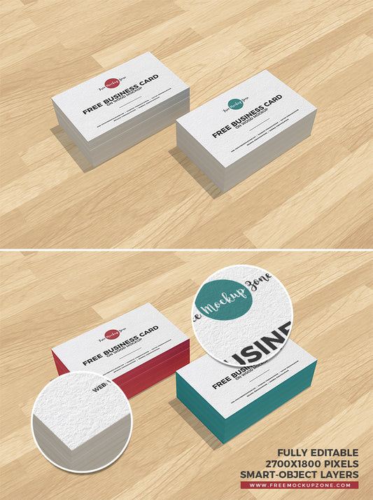 Free Business Cards On Wood Mockup