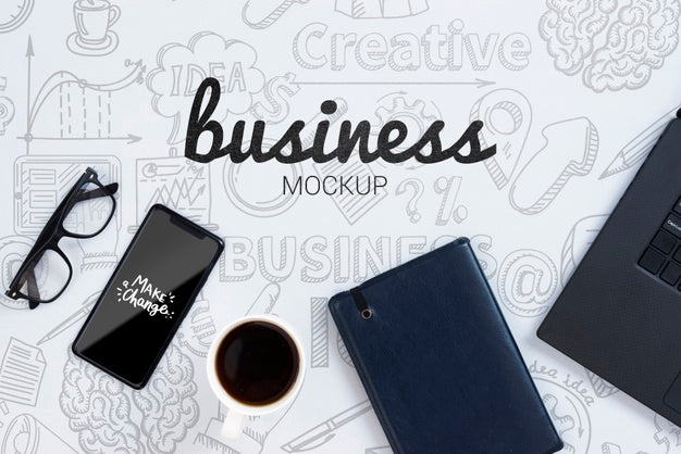 Free Business Mock-Up With Devices And Glasses Psd