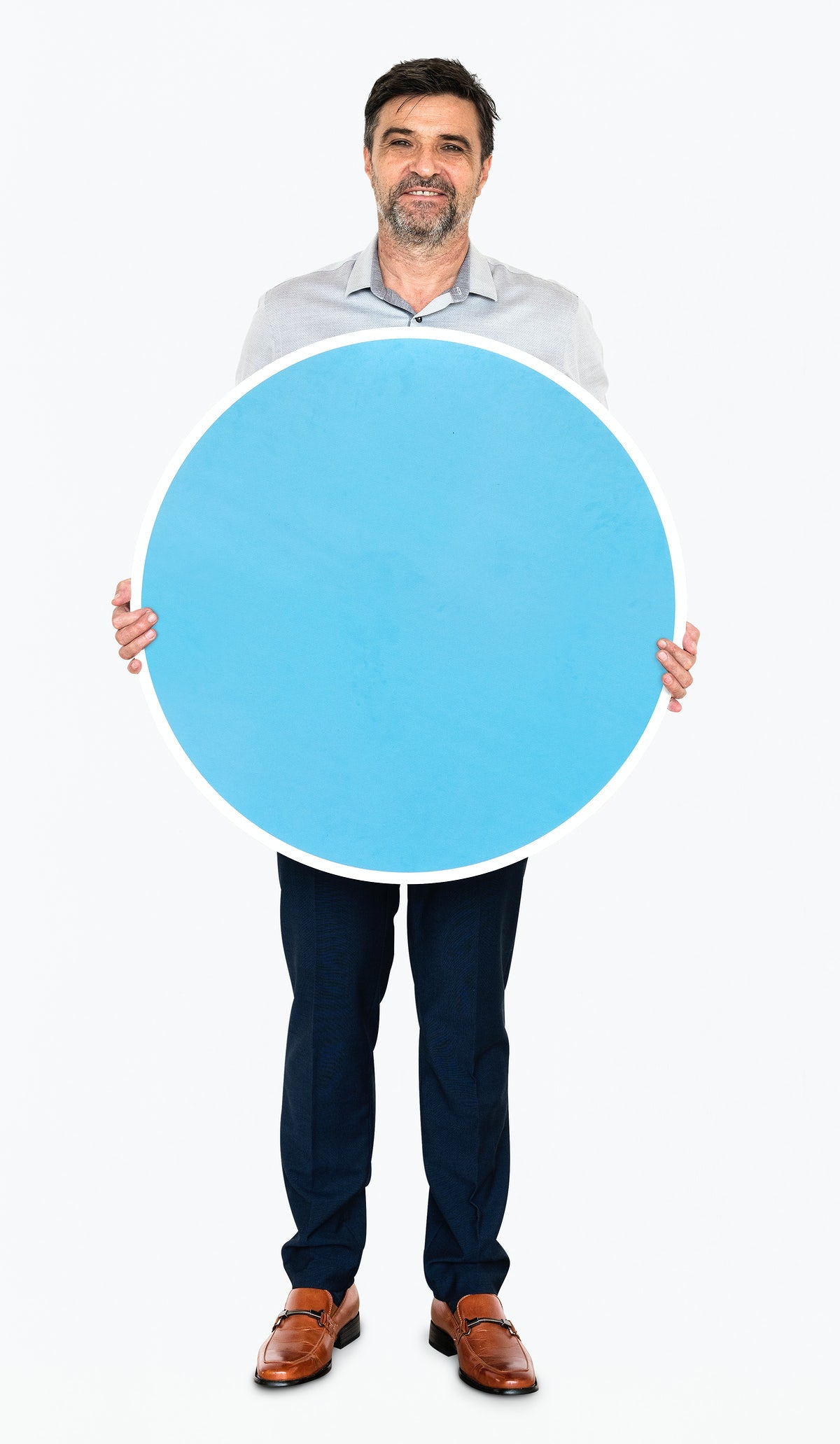 Free Businessman Holding A Blank Blue Board