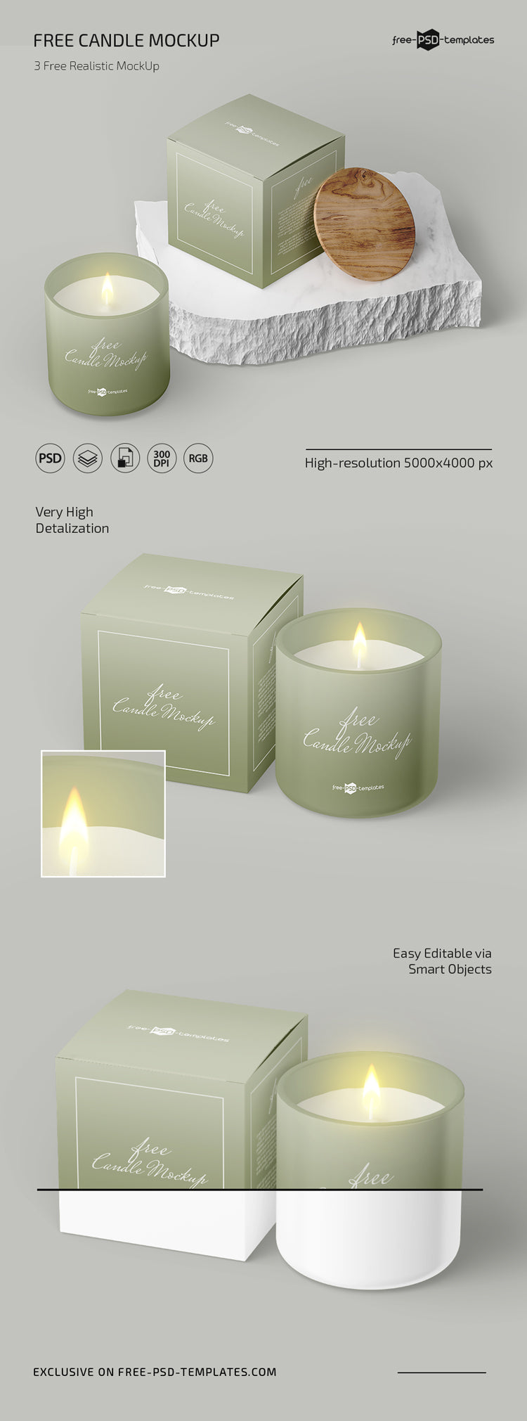 Free Candle Mockup Set