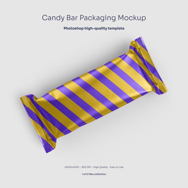 Free Candy Bar Aluminum Packaging Mockup Psd