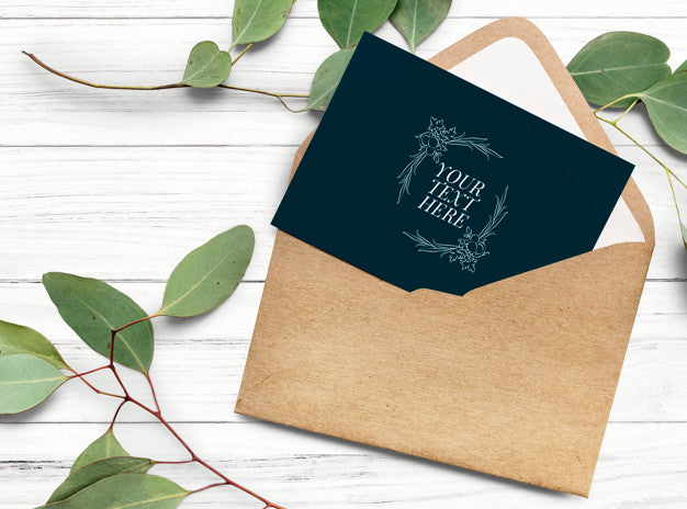 Free Card In An Envelope Template Mockup Psd