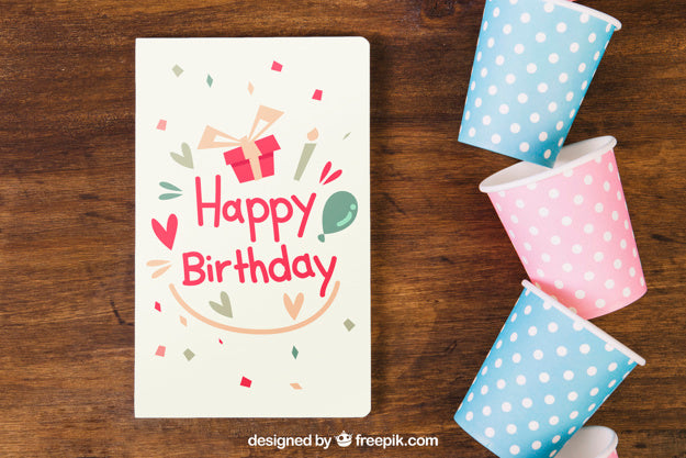 Free Card Mockup With Birthday Design Psd