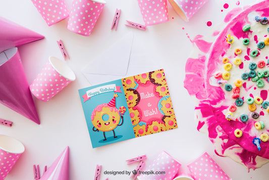 Free Card Mockup With Birthday Design Psd