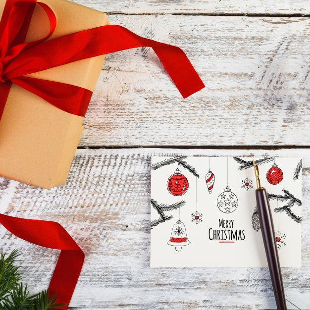 Free Card Mockup With Christmas Concept Psd