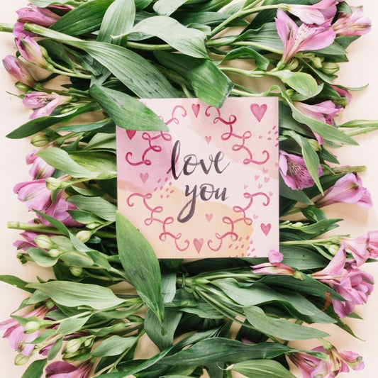 Free Card Mockup With Floral Valentines Day Concept Psd