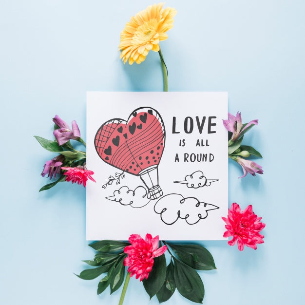 Free Card Mockup With Floral Valentines Day Concept Psd