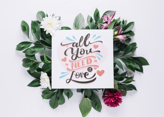 Free Card Mockup With Floral Valentines Day Concept Psd