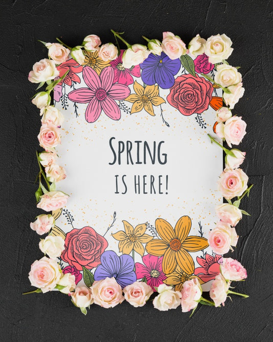 Free Card Template For Spring With Flowers Psd