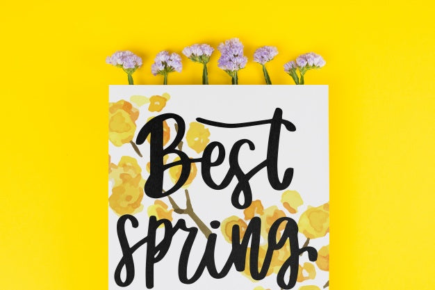 Free Card Template For Spring With Flowers Psd