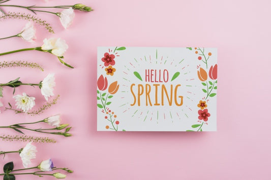 Free Card Template For Spring With Flowers Psd