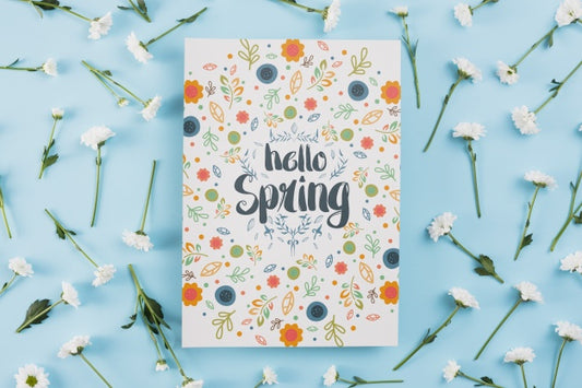 Free Card Template For Spring With Flowers Psd